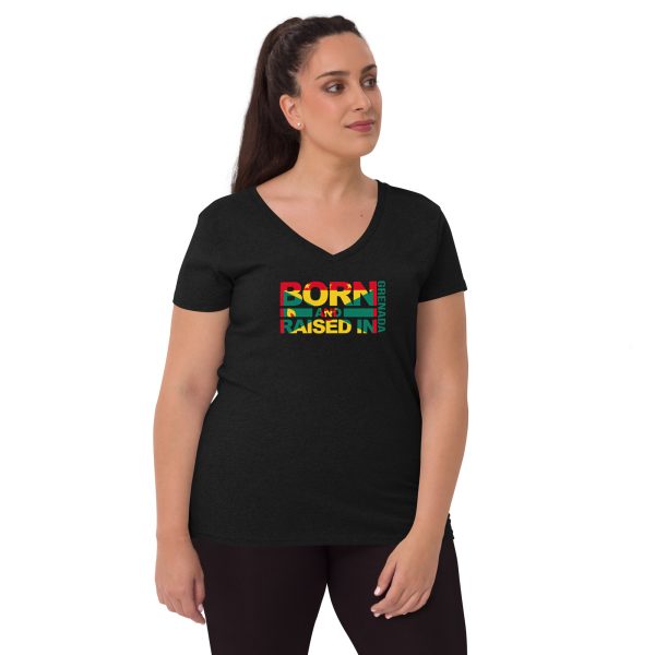 A woman wearing black shirt with the word burn on it.