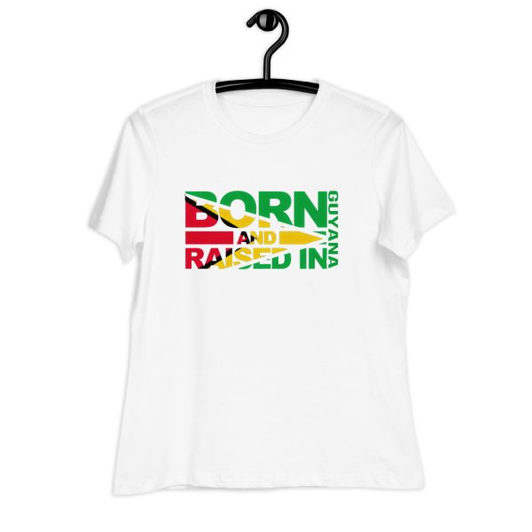 A white t-shirt with the words born and raised in jamaica.