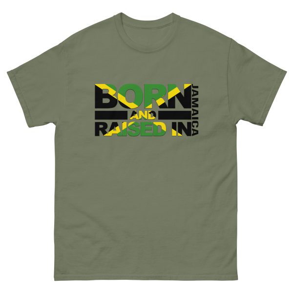 A t-shirt with the jamaican flag on it.