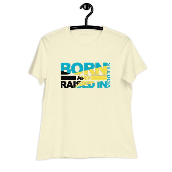 A t-shirt with the words " born to be raised in " on it.